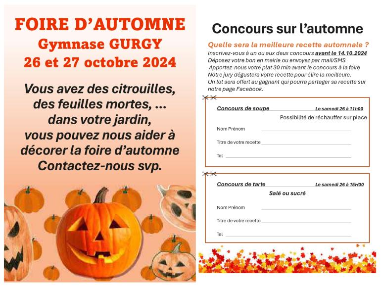 Foire d'automne : participez aux décorations de la foire et concours de recettes !