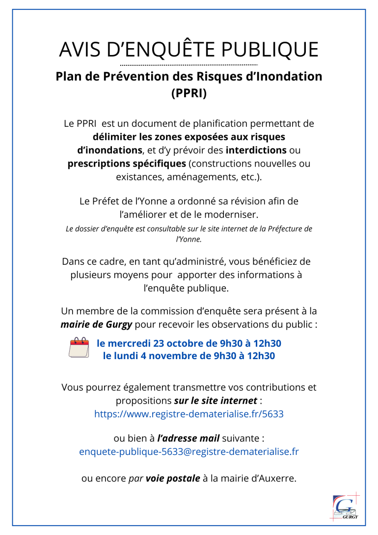 Avis d'enquête publique - PPRI